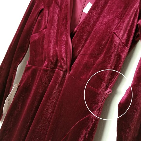NEW Bardot Morgan Velvet Midi Dress in Burgundy Size 8 Slit Holiday No Belt $119 - Picture 15 of 16